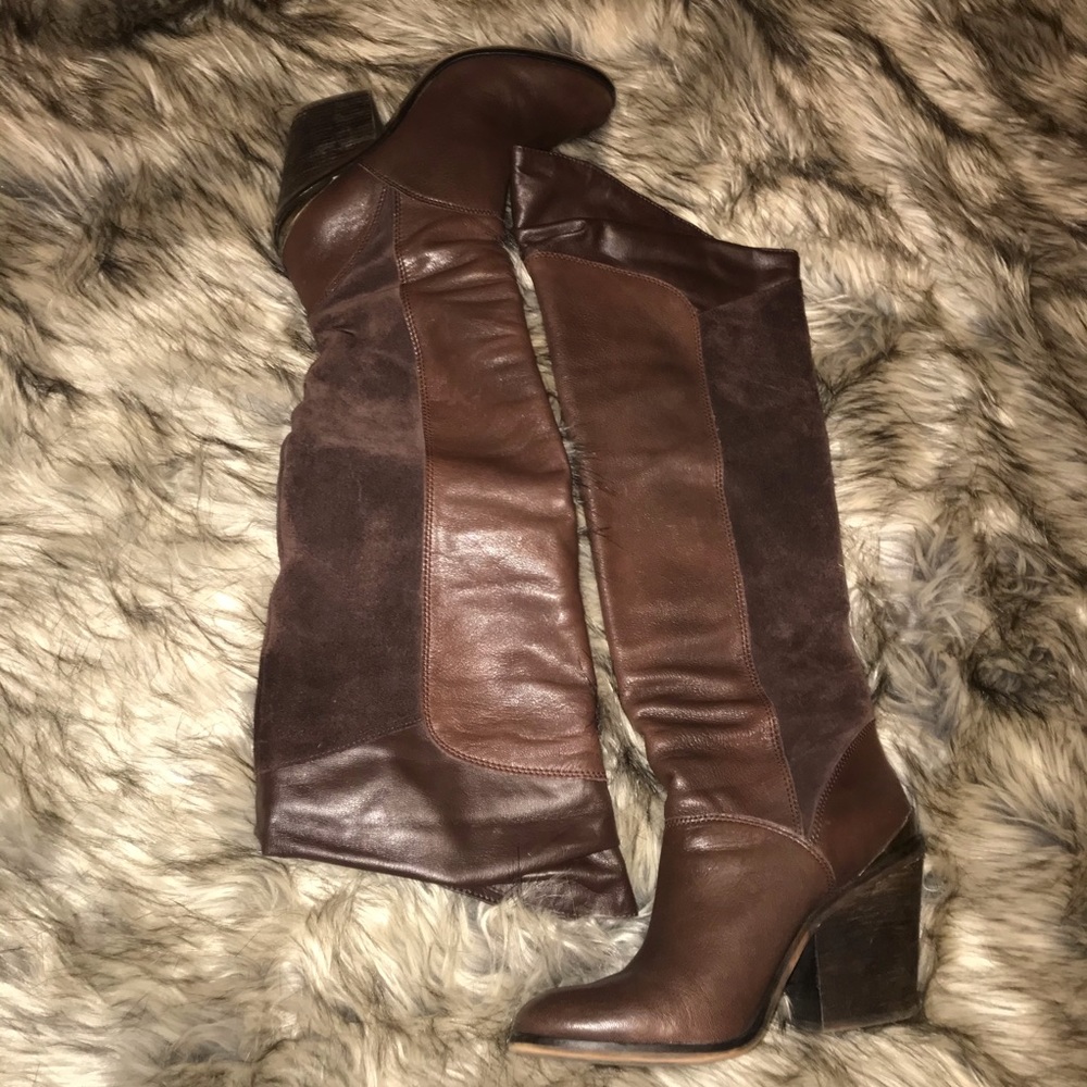 Brown Leather Knee Boots